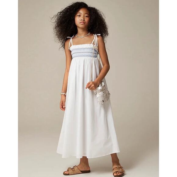 Crewcuts Girl's Paloma Smocked Cotton Poplin Maxi Dress US Girl's 7 New - Picture 1 of 7